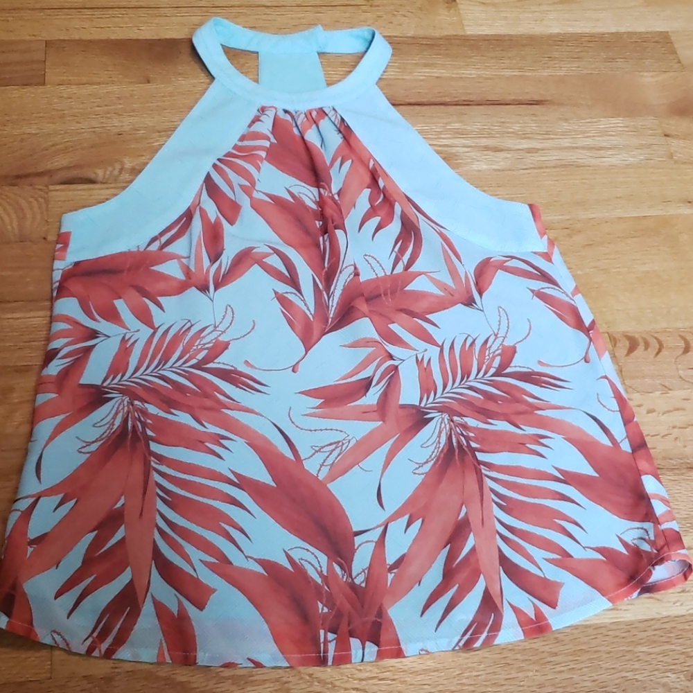 Floral high neck halter top
